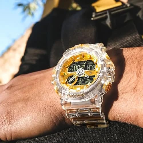 PINDOWS Men's Tactical Digital & Analog Waterproof Watch 50mm | LED Backlight, 2-Year Battery thumbnail 2