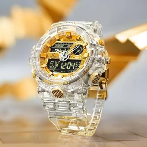 PINDOWS Men's Tactical Digital & Analog Waterproof Watch 50mm | LED Backlight, 2-Year Battery thumbnail 3