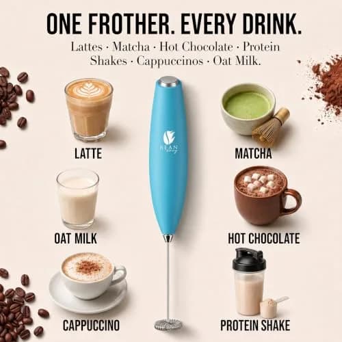 Bean Envy Milk Frother Handheld Light Blue | 19,000 RPM Foam Maker for Coffee & Hot Chocolate thumbnail 4