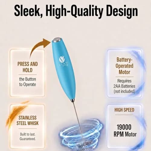 Bean Envy Milk Frother Handheld Light Blue | 19,000 RPM Foam Maker for Coffee & Hot Chocolate thumbnail 5