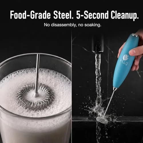 Bean Envy Milk Frother Handheld Light Blue | 19,000 RPM Foam Maker for Coffee & Hot Chocolate thumbnail 6