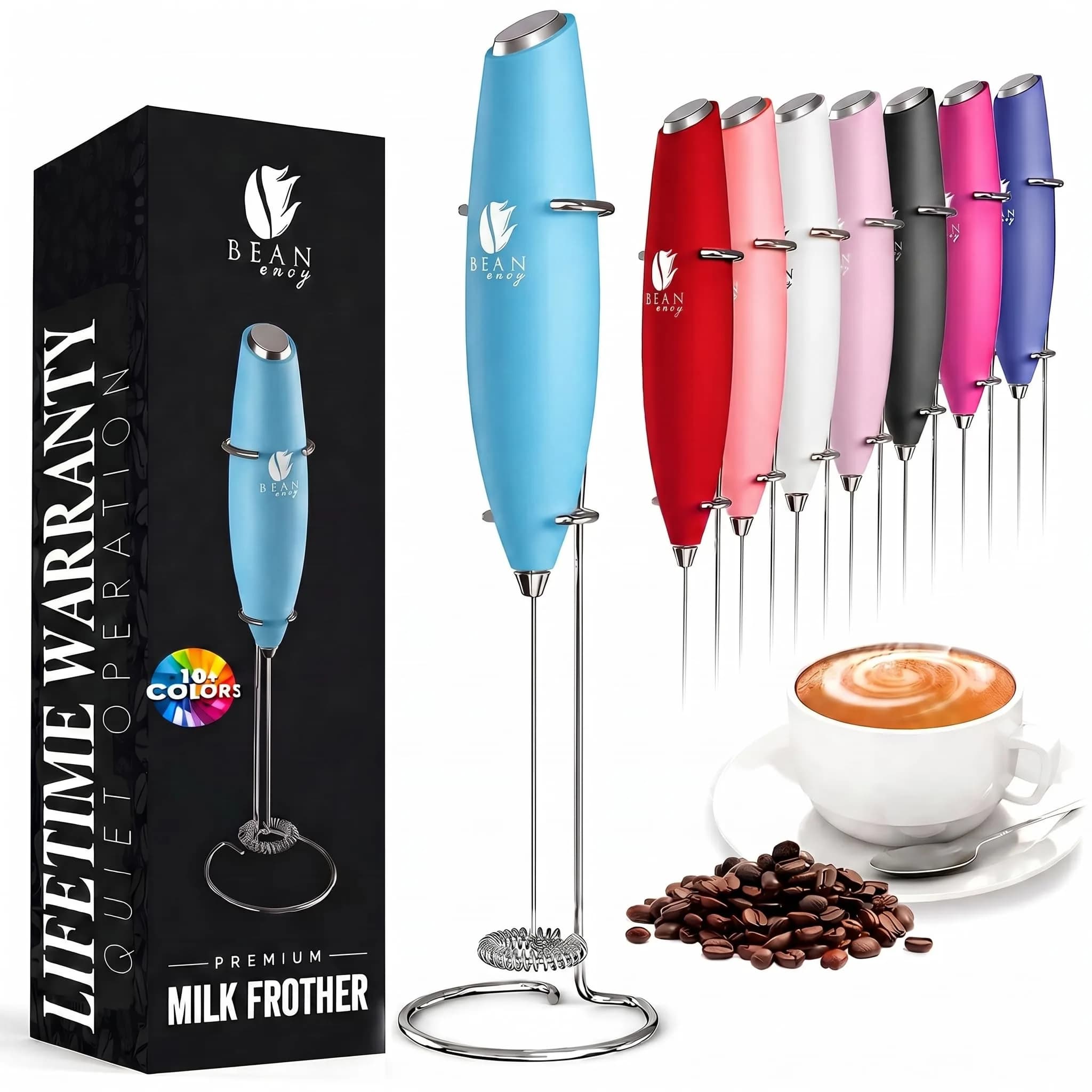 Bean Envy Milk Frother Handheld Light Blue | 19,000 RPM Foam Maker for Coffee & Hot Chocolate - main product image