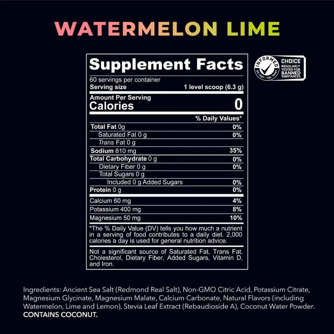 REDMOND Re-Lyte Hydration Electrolyte Mix Powder - Refreshing Watermelon Lime Flavor, Limited Edition 216g - view 3