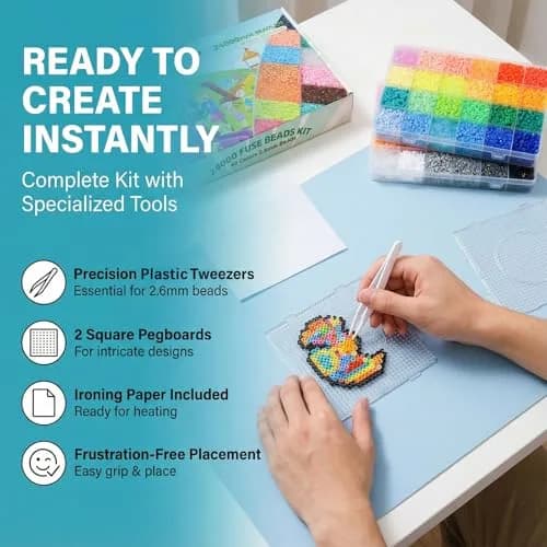 LIHAO Mini Fuse Beads Kit 24,000 Beads (2.6mm) | 48 Colors for Pixel Art & Craft Projects thumbnail 5