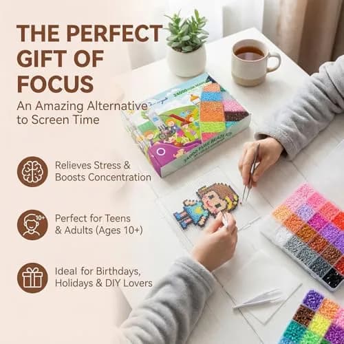 LIHAO Mini Fuse Beads Kit 24,000 Beads (2.6mm) | 48 Colors for Pixel Art & Craft Projects thumbnail 9