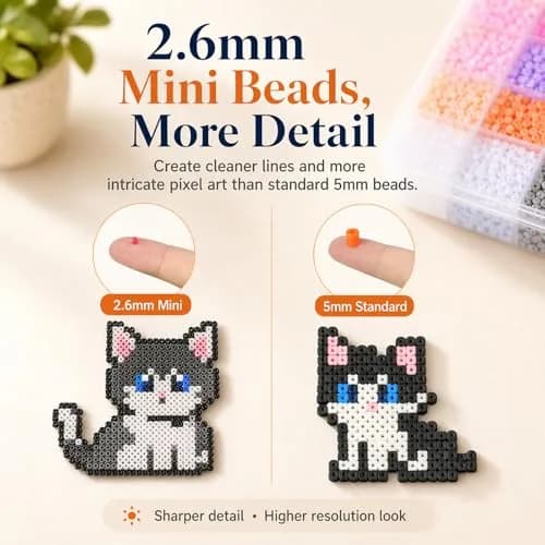 LIHAO Mini Fuse Beads Kit 24,000 Beads (2.6mm) | 48 Colors for Pixel Art & Craft Projects thumbnail 2