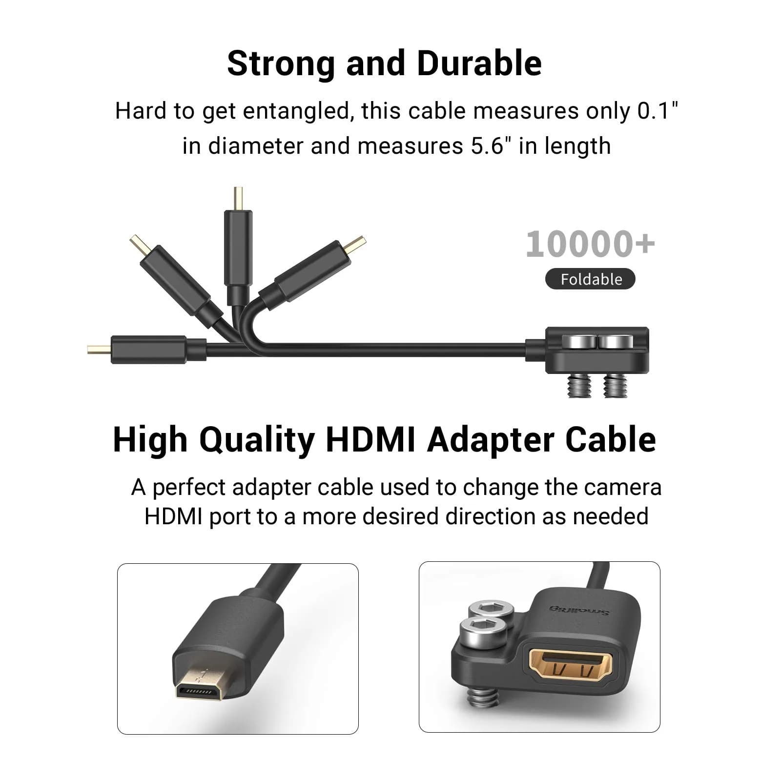 SMALLRIG Ultra Slim 4K Adapter Cable (D to A) 10cm | Connect Cameras to Rigs with 4K@60Hz - view 7