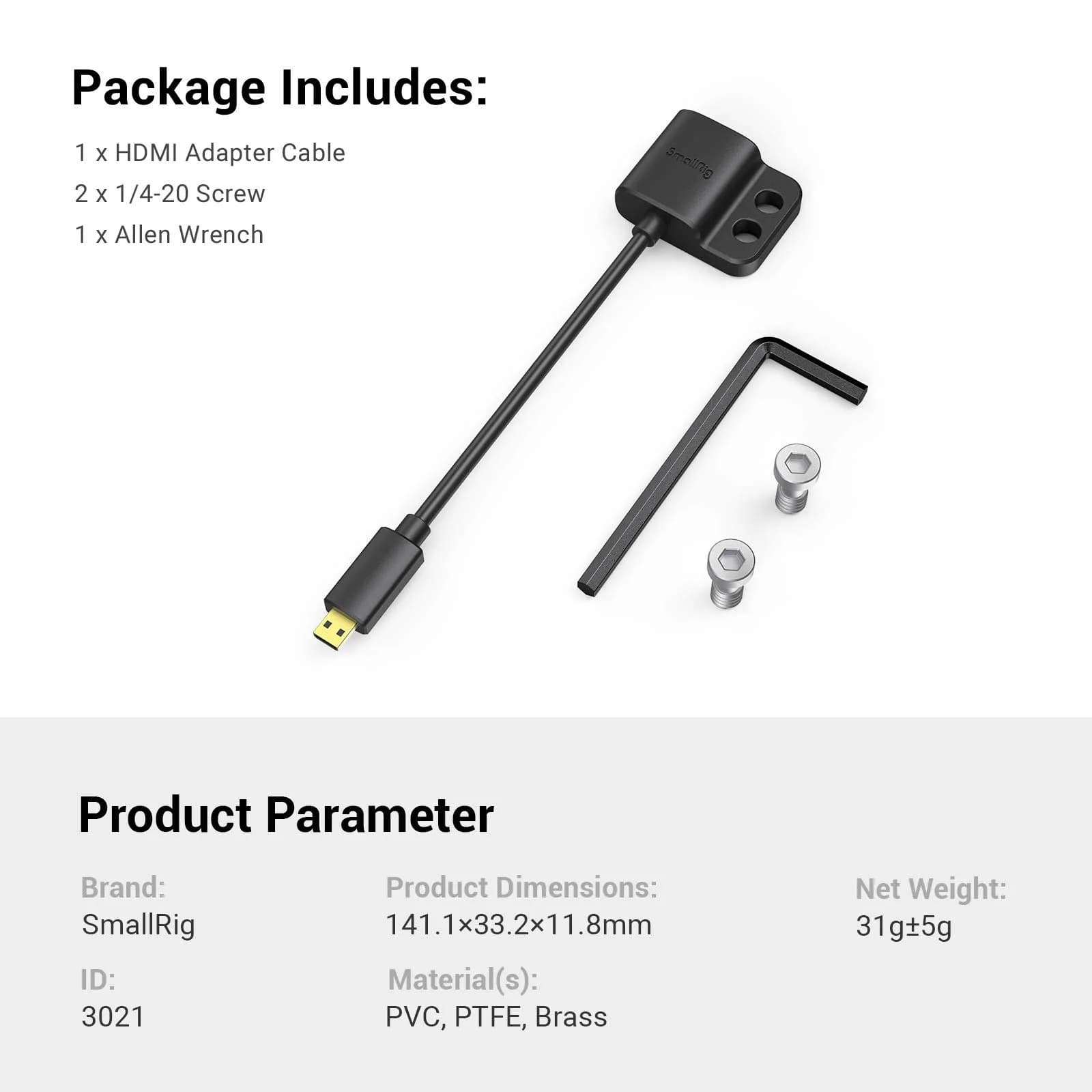 SMALLRIG Ultra Slim 4K Adapter Cable (D to A) 10cm | Connect Cameras to Rigs with 4K@60Hz - view 8
