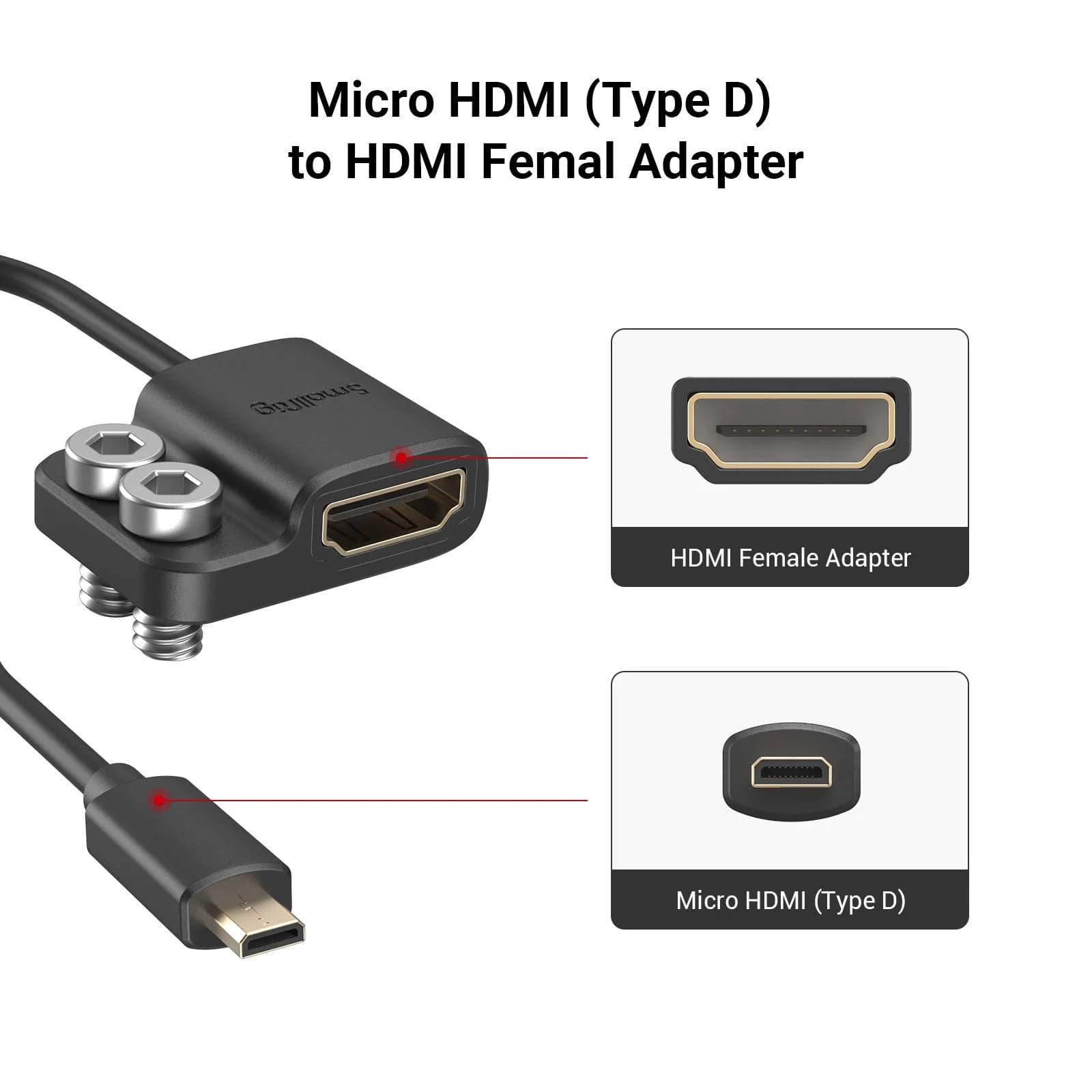 SMALLRIG Ultra Slim 4K Adapter Cable (D to A) 10cm | Connect Cameras to Rigs with 4K@60Hz - view 2