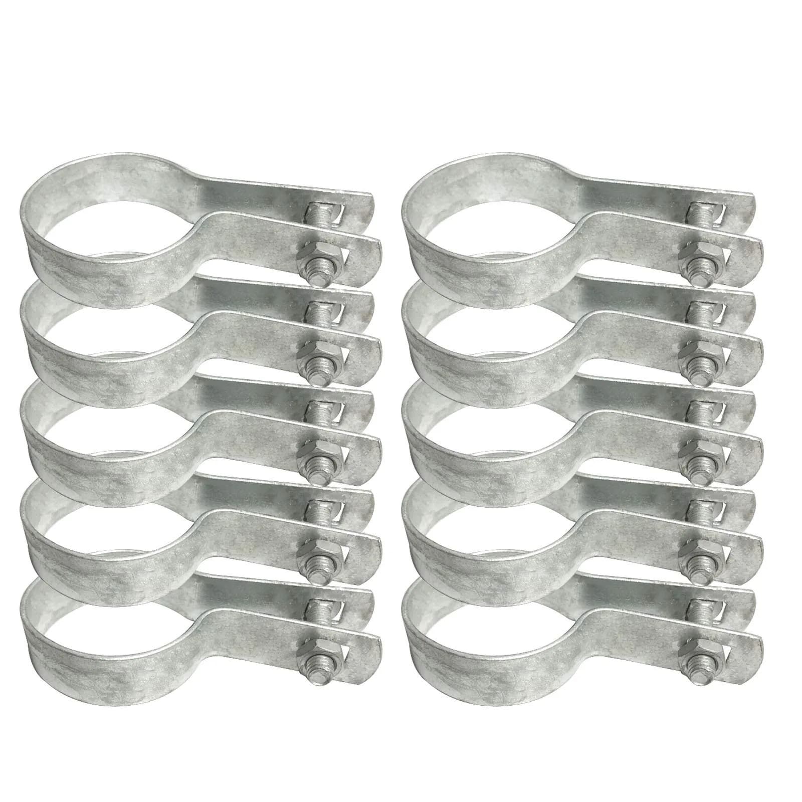 Aiwaiufu 10 Pcs 2-3/8" Galvanized Steel Fence Tension Bands | Rust-Resistant Chain Link Fixings for Gates & Posts — 2-3/8"