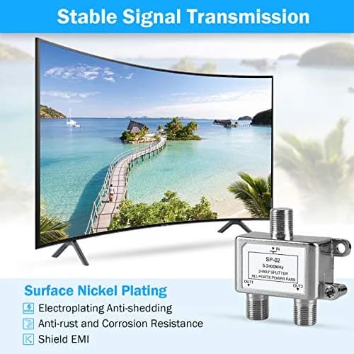 NEWCARE 2-Way Coaxial Cable Splitter for MoCA 5-2400MHz RG6 Compatible | Distributes digital signals efficiently thumbnail 4