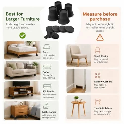 BTSD-home 6 Inch Round Bed Risers (4 Pack) | Heavy Duty Furniture Lifts for Underbed Storage thumbnail 5