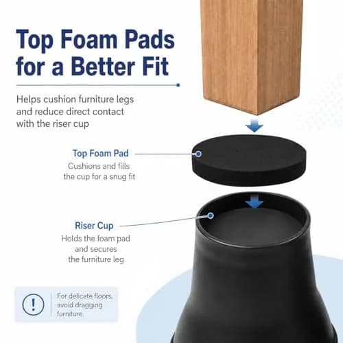 BTSD-home 6 Inch Round Bed Risers (4 Pack) | Heavy Duty Furniture Lifts for Underbed Storage thumbnail 6