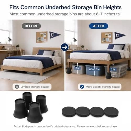 BTSD-home 6 Inch Round Bed Risers (4 Pack) | Heavy Duty Furniture Lifts for Underbed Storage thumbnail 2