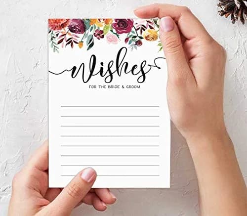 Inkdotpot Classic Floral Wedding Advice Cards for Bride & Groom, Mr and Mrs Guestbook Alternative, 50 Count, 5x7 Inches thumbnail 5