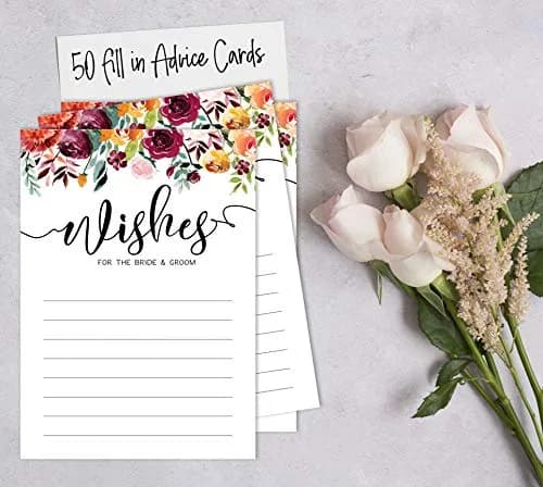 Inkdotpot Classic Floral Wedding Advice Cards for Bride & Groom, Mr and Mrs Guestbook Alternative, 50 Count, 5x7 Inches thumbnail 6