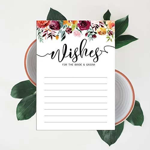 Inkdotpot Classic Floral Wedding Advice Cards for Bride & Groom, Mr and Mrs Guestbook Alternative, 50 Count, 5x7 Inches thumbnail 7