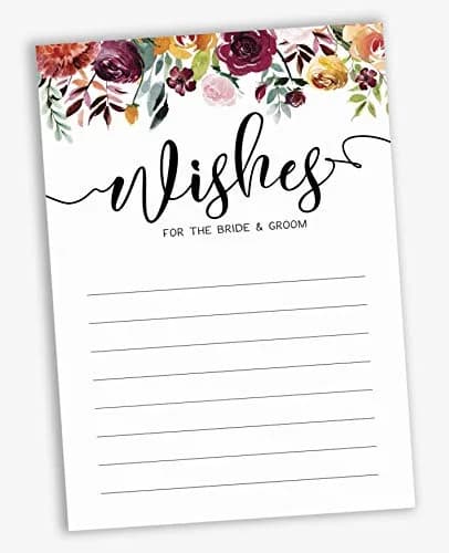 Inkdotpot Classic Floral Wedding Advice Cards for Bride & Groom, Mr and Mrs Guestbook Alternative, 50 Count, 5x7 Inches thumbnail 2