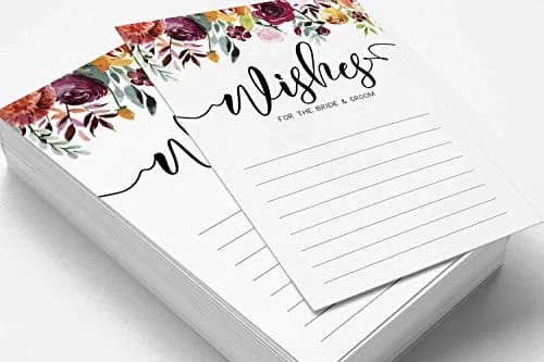 Inkdotpot Classic Floral Wedding Advice Cards for Bride & Groom, Mr and Mrs Guestbook Alternative, 50 Count, 5x7 Inches thumbnail 3