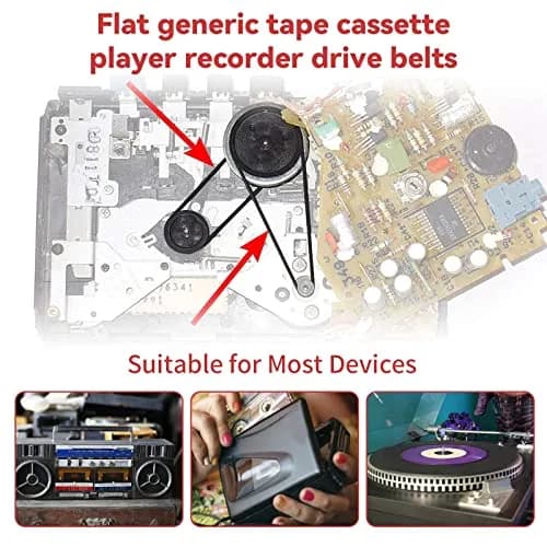 TEANTECH 50Pcs Flat Rubber Drive Belts 4mm Width, 40-135mm Mix | For Cassette Player Repair thumbnail 6