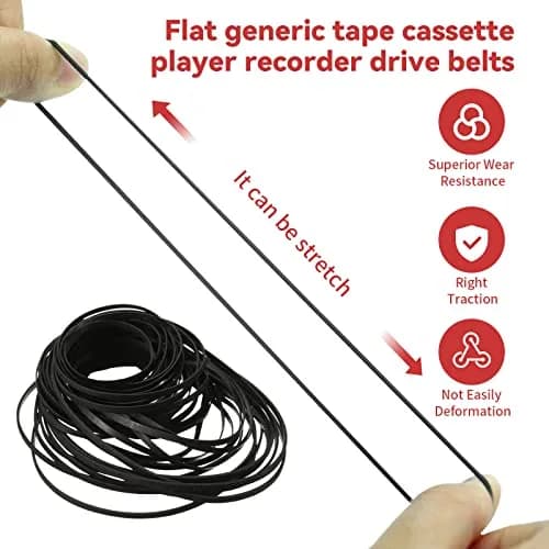 TEANTECH 50Pcs Flat Rubber Drive Belts 4mm Width, 40-135mm Mix | For Cassette Player Repair thumbnail 3