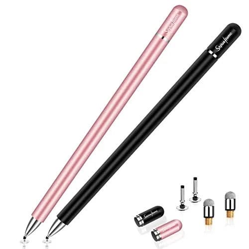 STYLUSHOME Universal Stylus Pen for iPad iPhone Android, 2 Pcs Stylus Pens with Disc & Fiber Tips (Black/Rose Gold) thumbnail 1