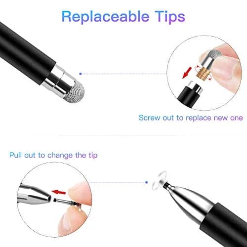 STYLUSHOME Universal Stylus Pen for iPad iPhone Android, 2 Pcs Stylus Pens with Disc & Fiber Tips (Black/Rose Gold) thumbnail 3