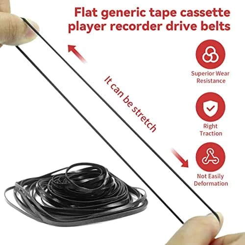 TEANTECH Cassette Recorder Rubber Belts 2mm Width, 40-135mm Mix (50PCS) | Drive Belts for Cassette Player Repair thumbnail 3