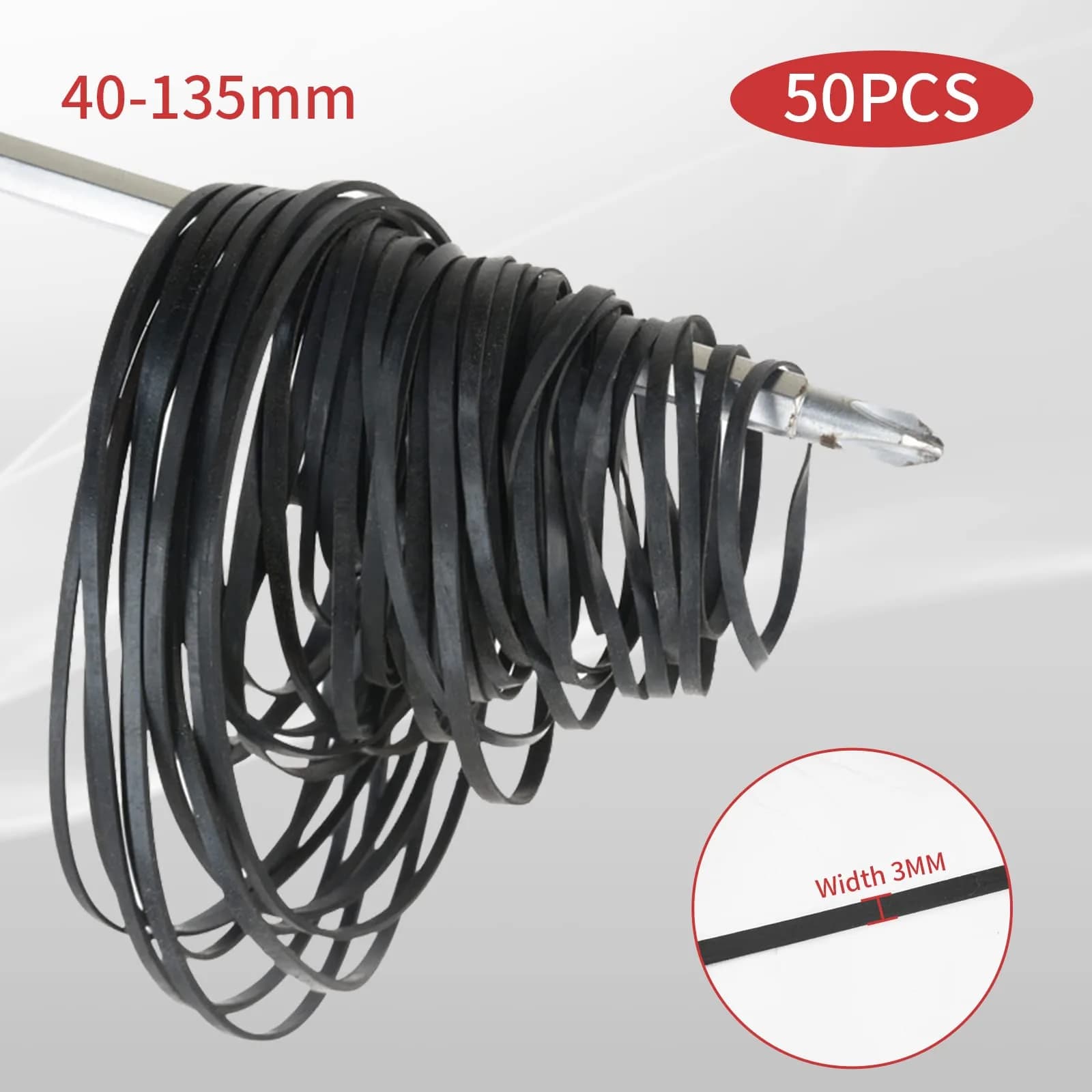 TEANTECH Cassette Recorder Rubber Belts - 3mm Width, 40-135mm Mix Package, 50 Pcs | Premium Quality Drive Belts - view 2