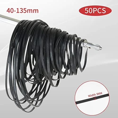 TEANTECH Cassette Recorder Rubber Belts - 3mm Width, 40-135mm Mix Package, 50 Pcs | Premium Quality Drive Belts thumbnail 2