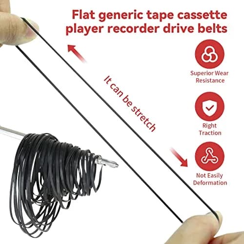 TEANTECH Cassette Recorder Rubber Belts - 3mm Width, 40-135mm Mix Package, 50 Pcs | Premium Quality Drive Belts thumbnail 3