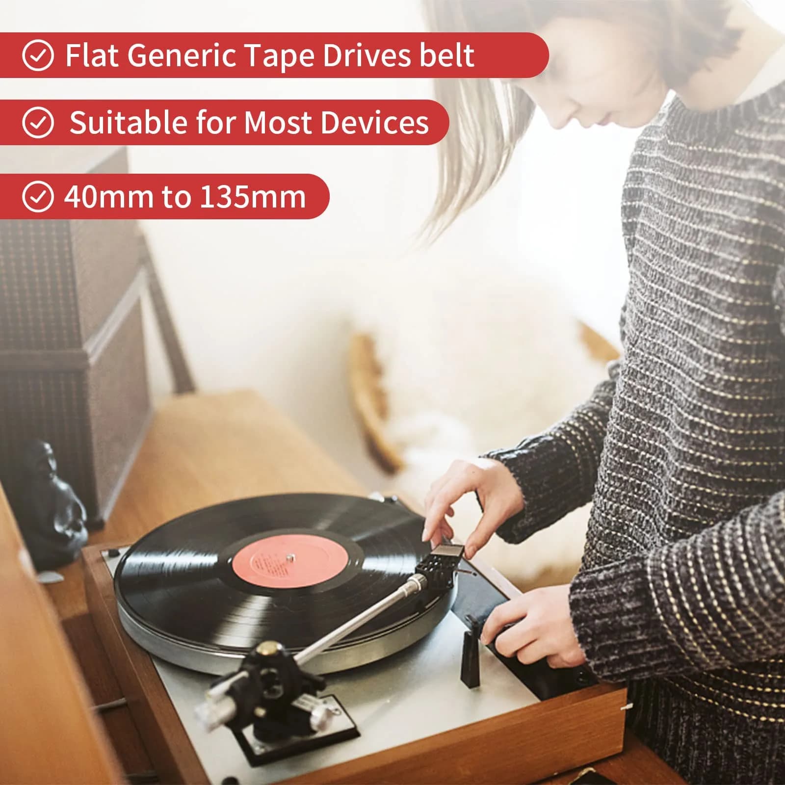 TEANTECH Cassette Recorder Rubber Belts - 3mm Width, 40-135mm Mix Package, 50 Pcs | Premium Quality Drive Belts - view 4