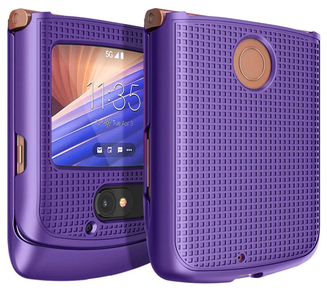 Nakedcellphone Grid Series Flip Phone Case for Motorola RAZR 5G (2020) - Purple, 11cm (4.33in) - main product image