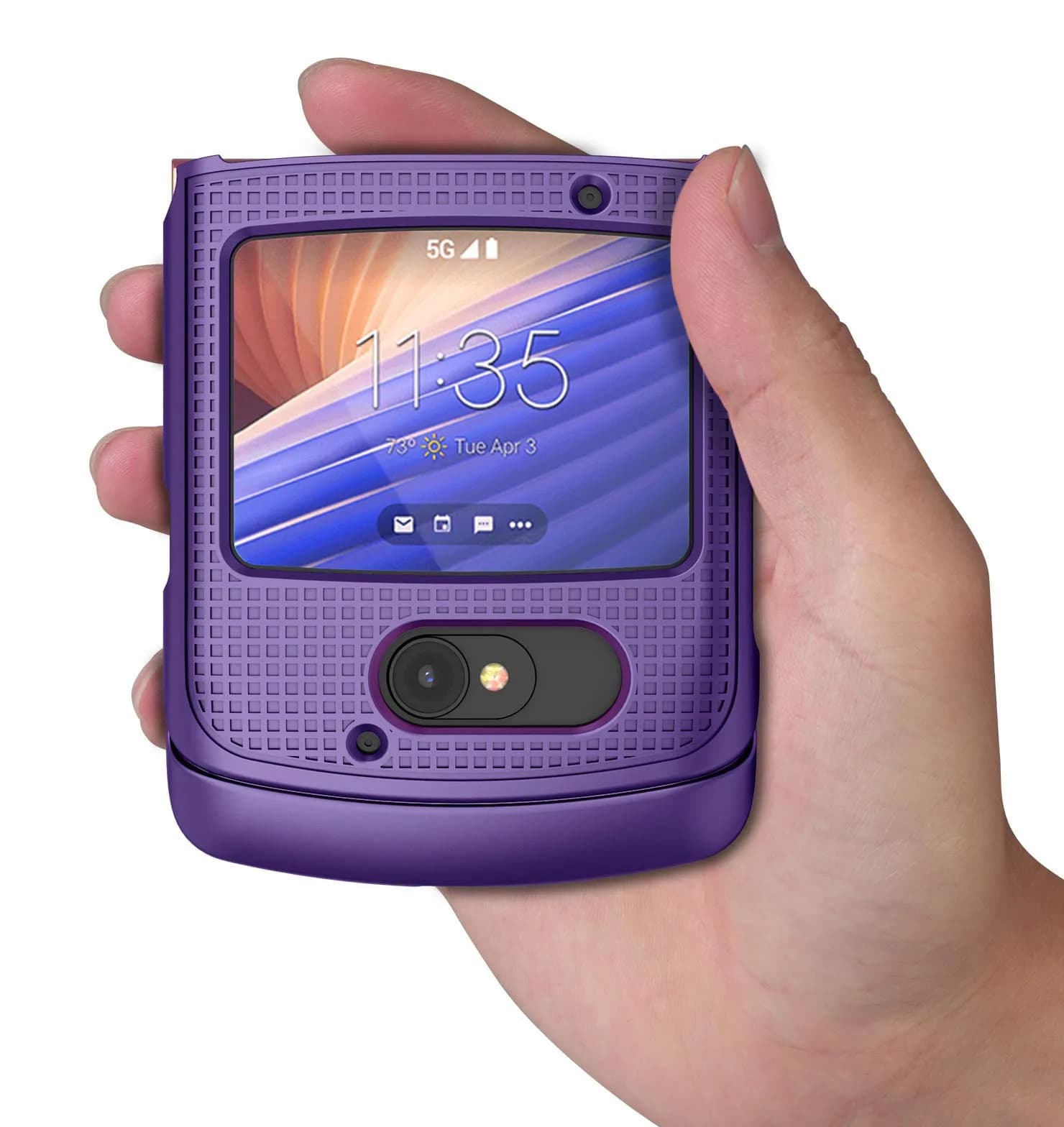Nakedcellphone Grid Series Flip Phone Case for Motorola RAZR 5G (2020) - Purple, 11cm (4.33in) - view 5