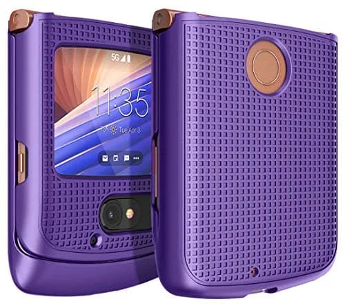 Nakedcellphone Grid Series Flip Phone Case for Motorola RAZR 5G (2020) - Purple, 11cm (4.33in) thumbnail 1