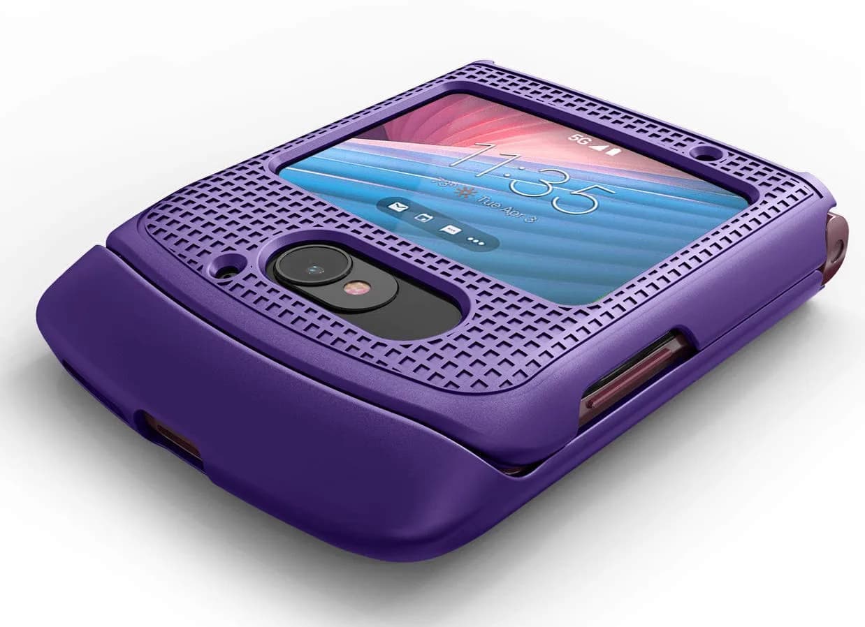 Nakedcellphone Grid Series Flip Phone Case for Motorola RAZR 5G (2020) - Purple, 11cm (4.33in) - view 3