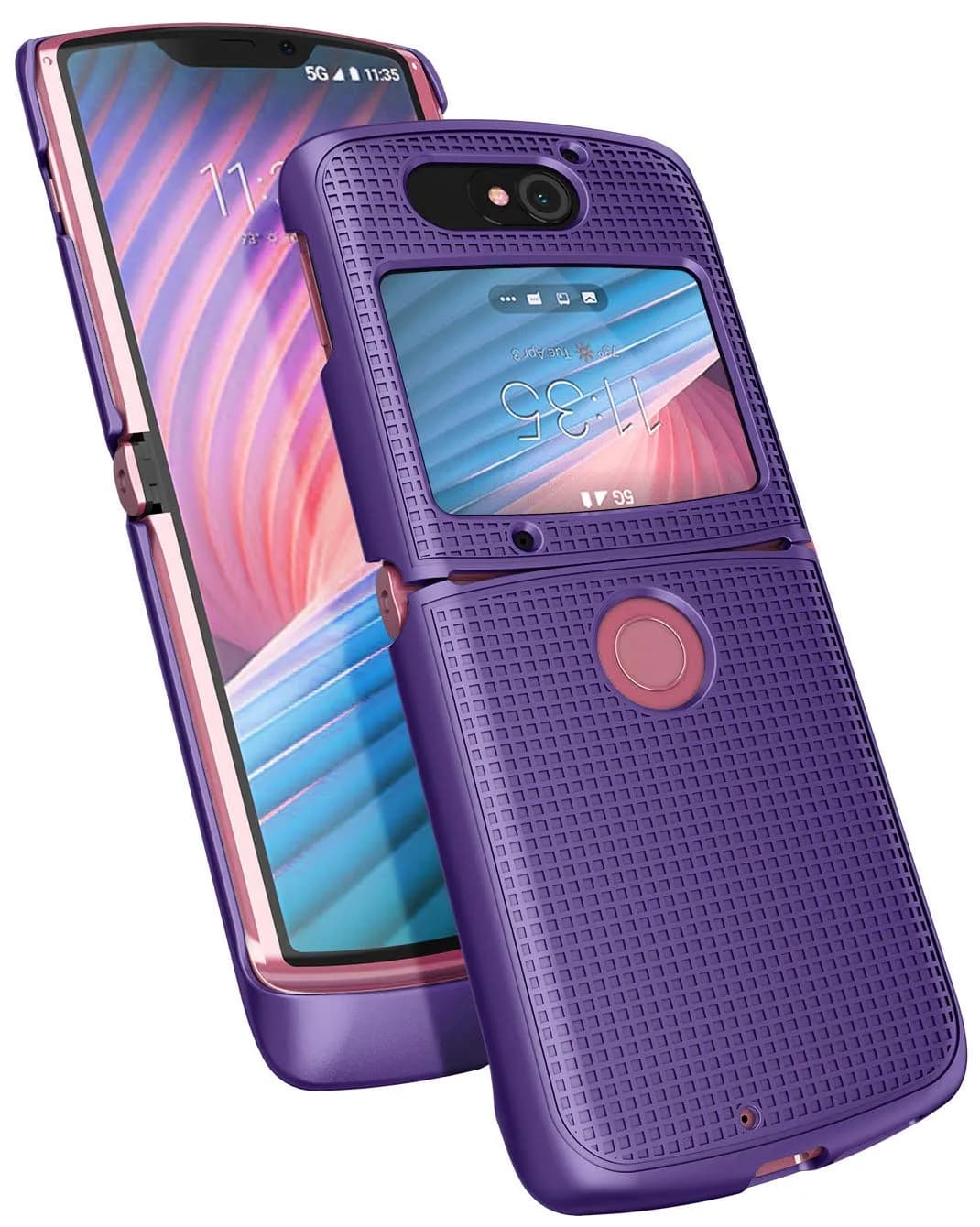 Nakedcellphone Grid Series Flip Phone Case for Motorola RAZR 5G (2020) - Purple, 11cm (4.33in) - view 4