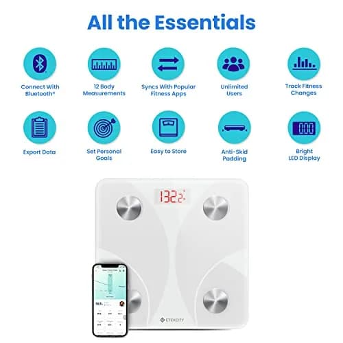 Etekcity Smart Body Composition Scale White 400 lb Capacity | FDA Approved Health Monitor thumbnail 5