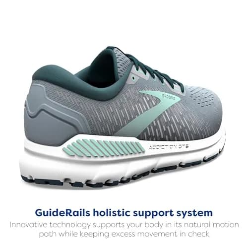 Brooks Addiction GTS 15 Supportive Running Shoe - Grey/Navy/Aqua - 7.5 X-Wide | Breathable, Roomy Fit for Support & Comfort thumbnail 4