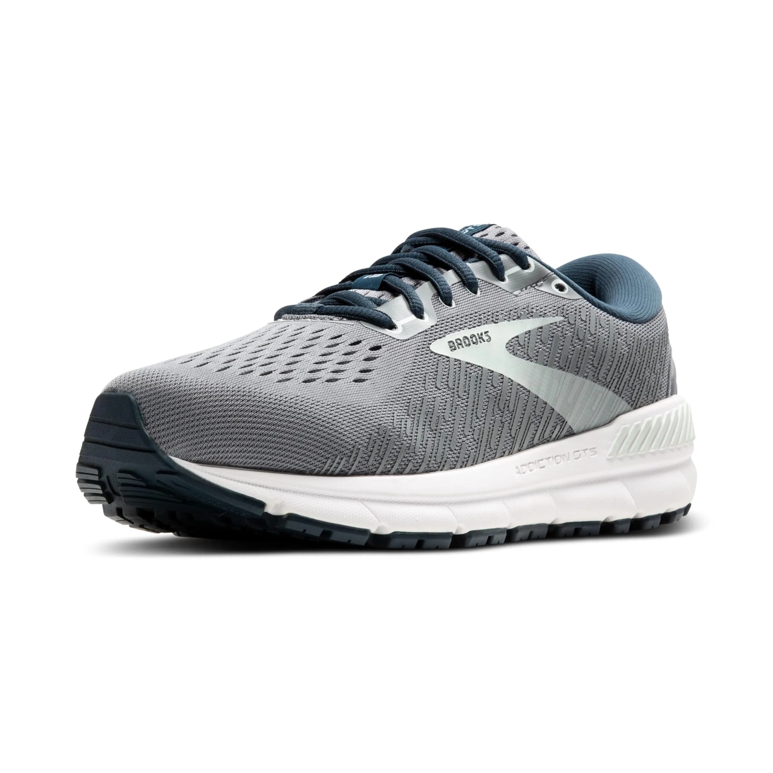 Brooks Women's Addiction GTS 15 Supportive Running Shoe - Grey/Navy/Aqua - 9.5 X-Wide | Support & Comfort for Runners