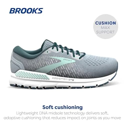 Brooks Women's Addiction GTS 15 Supportive Running Shoe - Grey/Navy/Aqua - 9.5 X-Wide | Support & Comfort for Runners thumbnail 3
