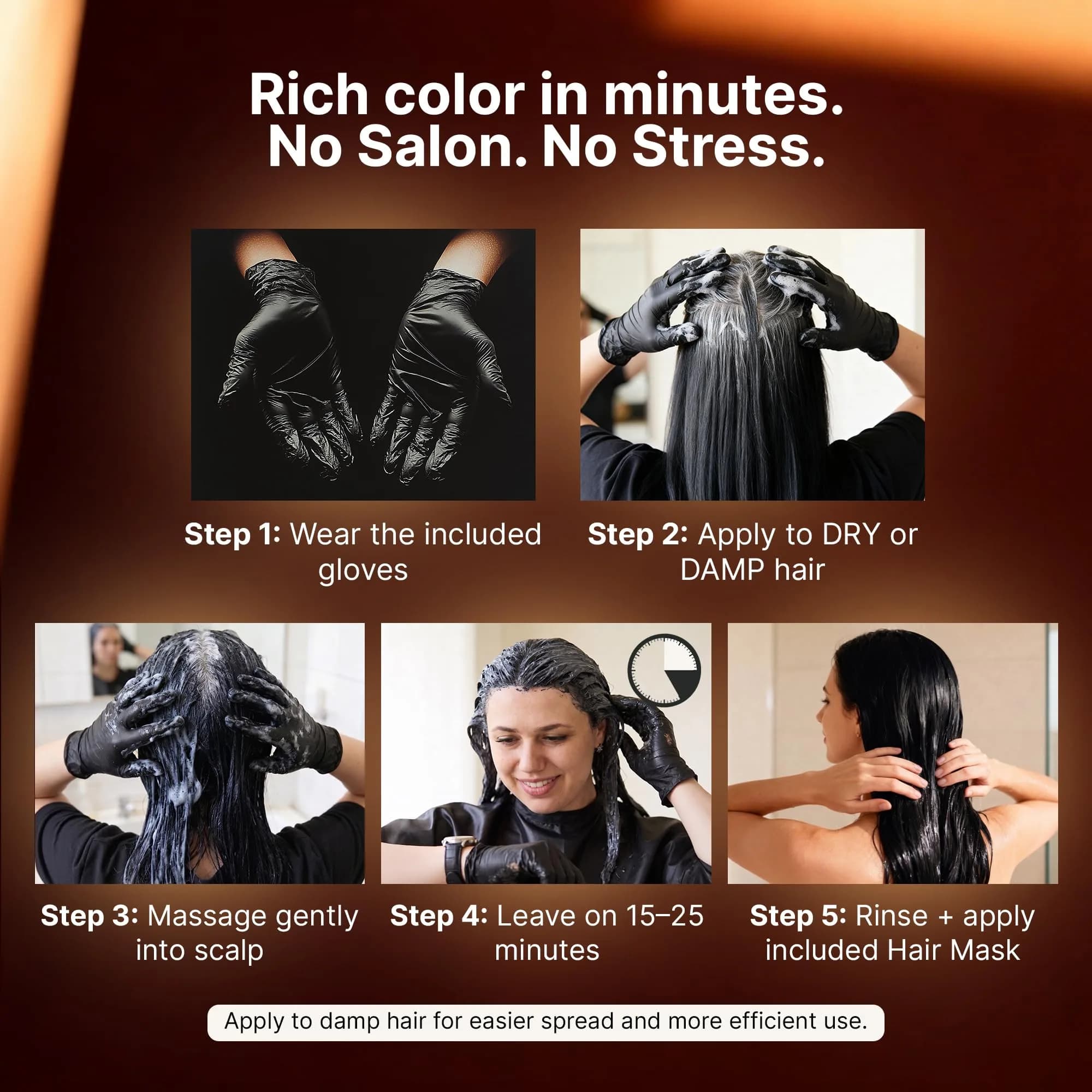 Herbishh Black Hair Dye Shampoo for Gray Hair Coverage 500ml (16.9 Fl Oz) | Ammonia-Free Semi-Permanent Color - view 5