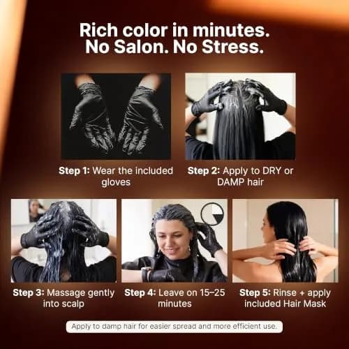 Herbishh Black Hair Dye Shampoo for Gray Hair Coverage 500ml (16.9 Fl Oz) | Ammonia-Free Semi-Permanent Color thumbnail 5