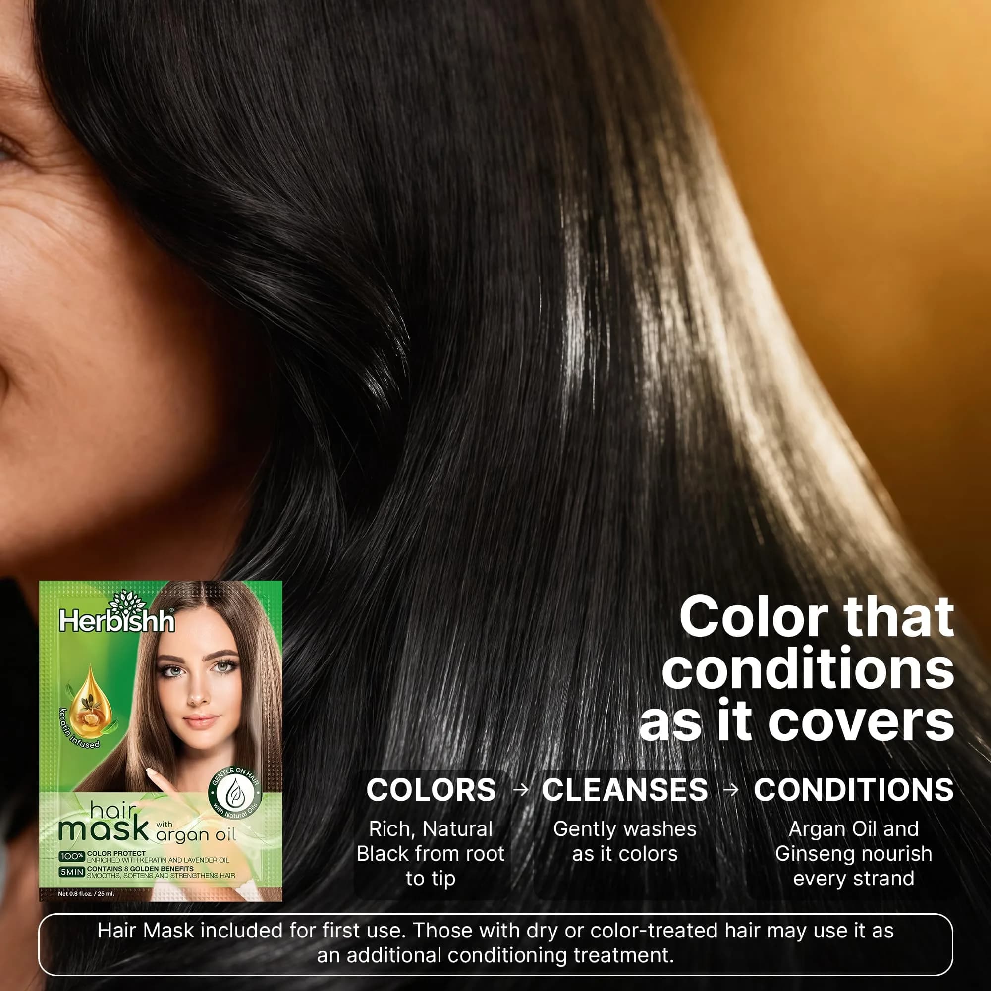 Herbishh Black Hair Dye Shampoo for Gray Hair Coverage 500ml (16.9 Fl Oz) | Ammonia-Free Semi-Permanent Color - view 6