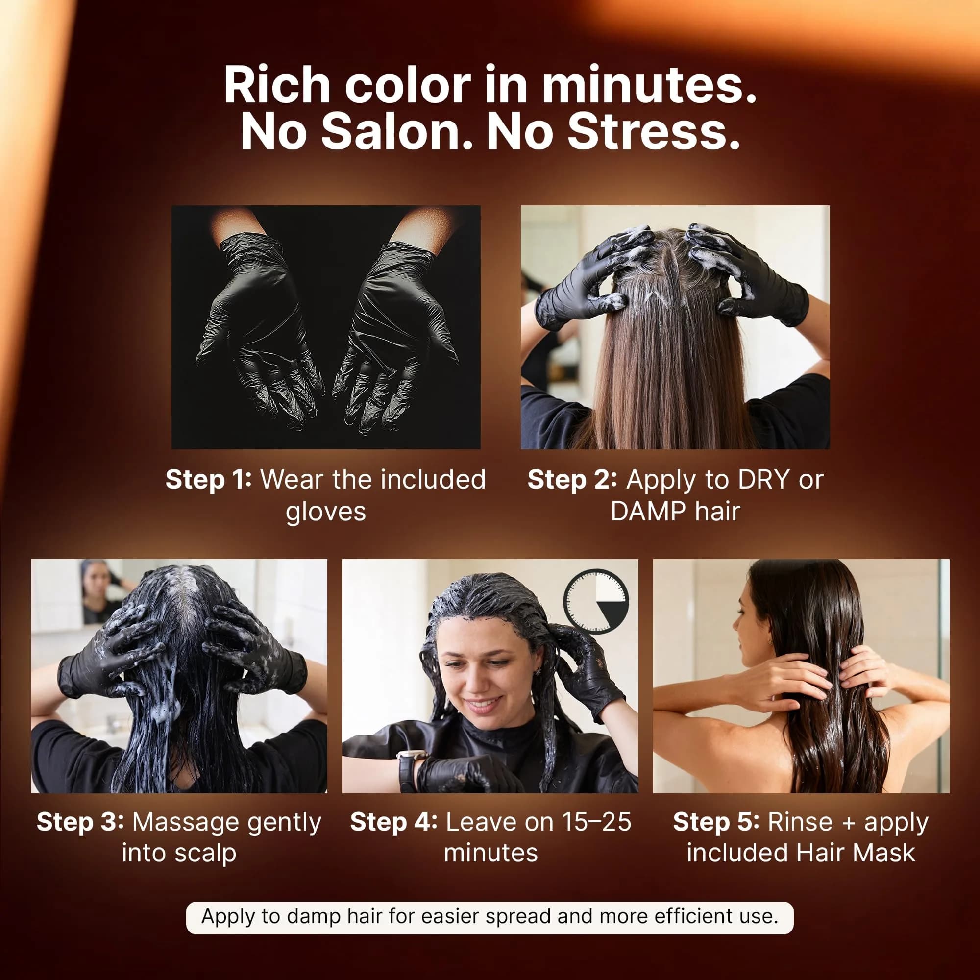 Herbishh Dark Brown Hair Dye Shampoo 500ml (16.9 Fl Oz) | Gray Hair Coverage & Conditioning - view 5