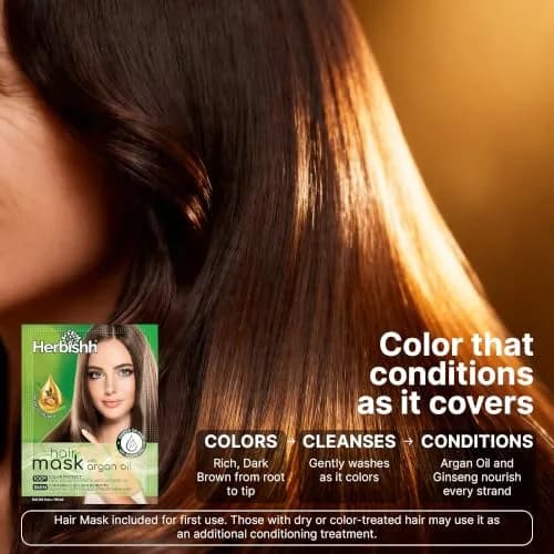 Herbishh Dark Brown Hair Dye Shampoo 500ml (16.9 Fl Oz) | Gray Hair Coverage & Conditioning thumbnail 6