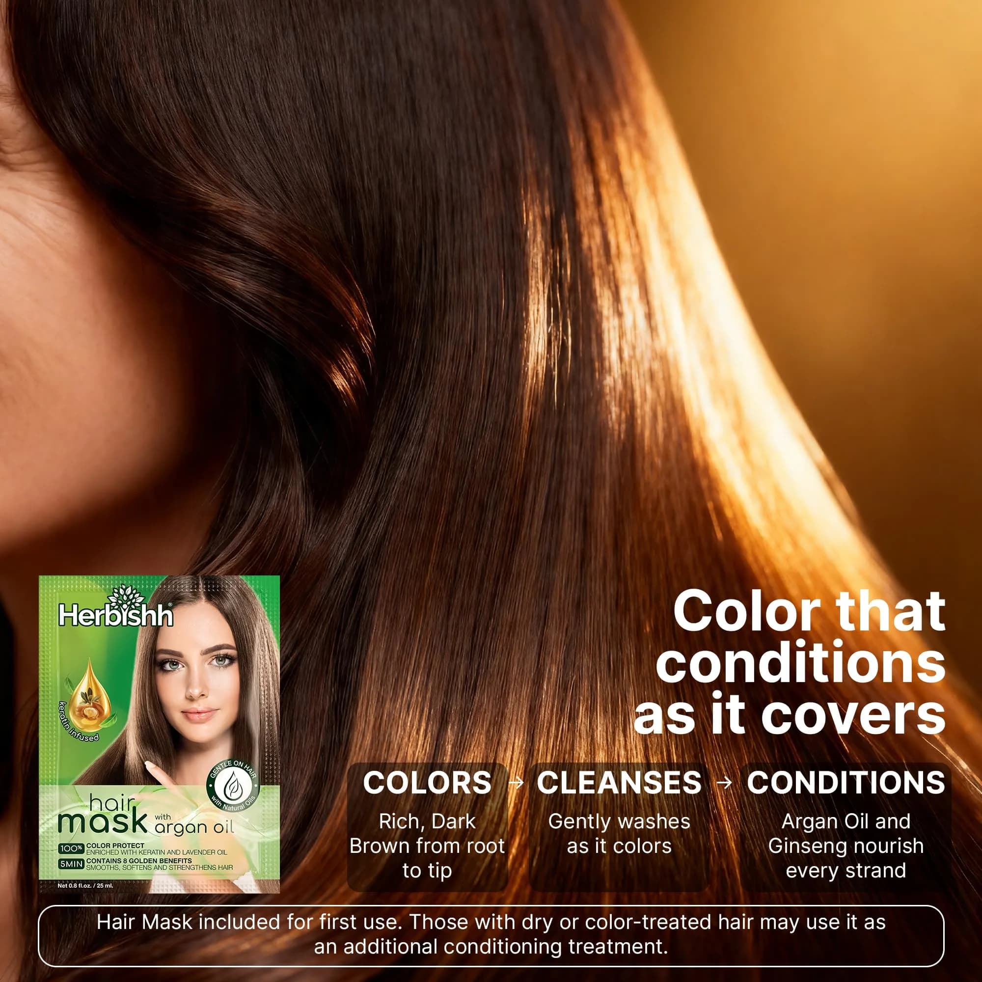 Herbishh Dark Brown Hair Dye Shampoo 500ml (16.9 Fl Oz) | Gray Hair Coverage & Conditioning - view 6