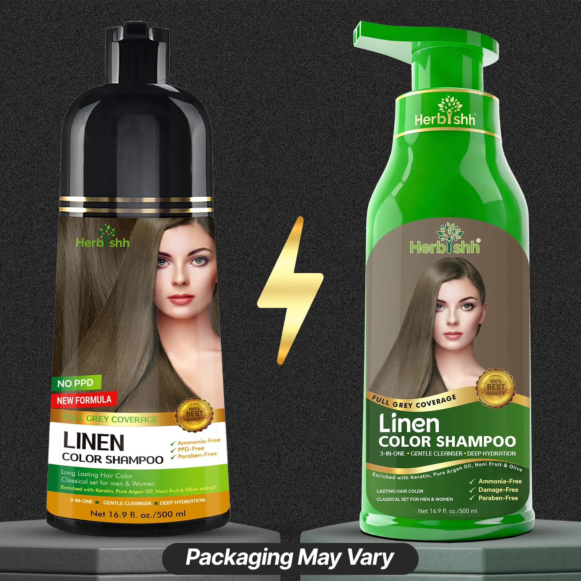Herbishh Linen Hair Dye Shampoo 500ml | Ammonia-Free Gray Coverage & Conditioning Set - view 2