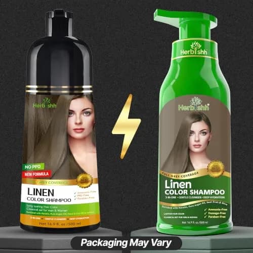 Herbishh Linen Hair Dye Shampoo 500ml | Ammonia-Free Gray Coverage & Conditioning Set thumbnail 2