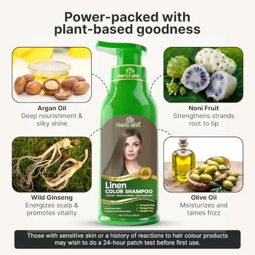 Herbishh Linen Hair Dye Shampoo 500ml | Ammonia-Free Gray Coverage & Conditioning Set thumbnail 3